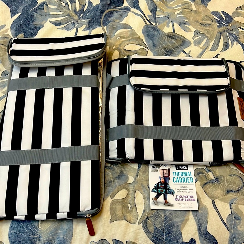California innovations :2 Pack Thermal Carrier. Black and White stripe